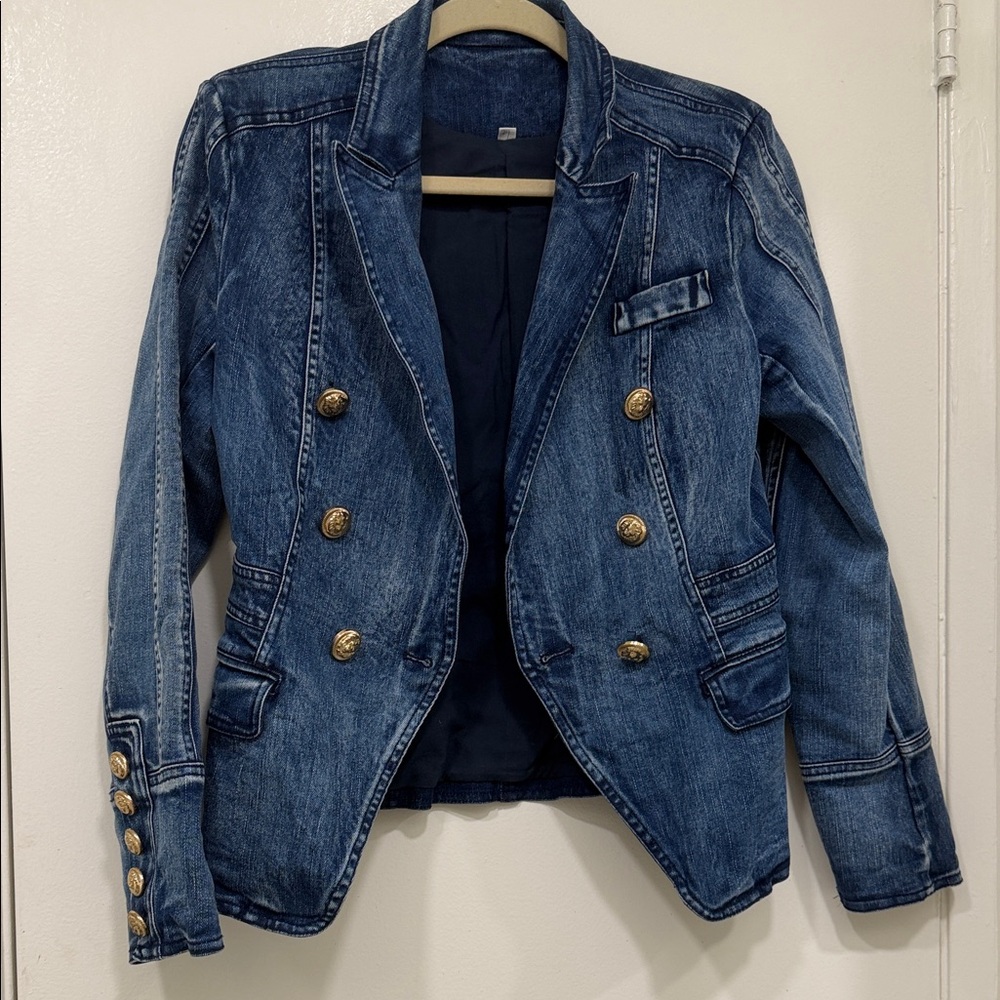 Denim Double-Breasted Women's Jacket